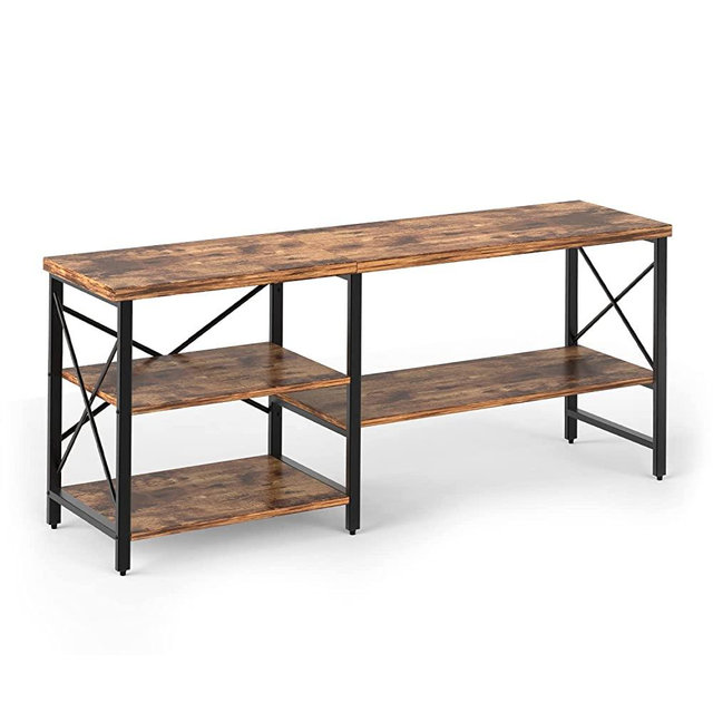 AMOSIC TV Stand Media Entertainment Center, TV Stand for TV up to 65 Inch, TV Table, Entertainment Center, 3-Tier TV Console, for Living Room, Entertainment Room, Rustic Brown