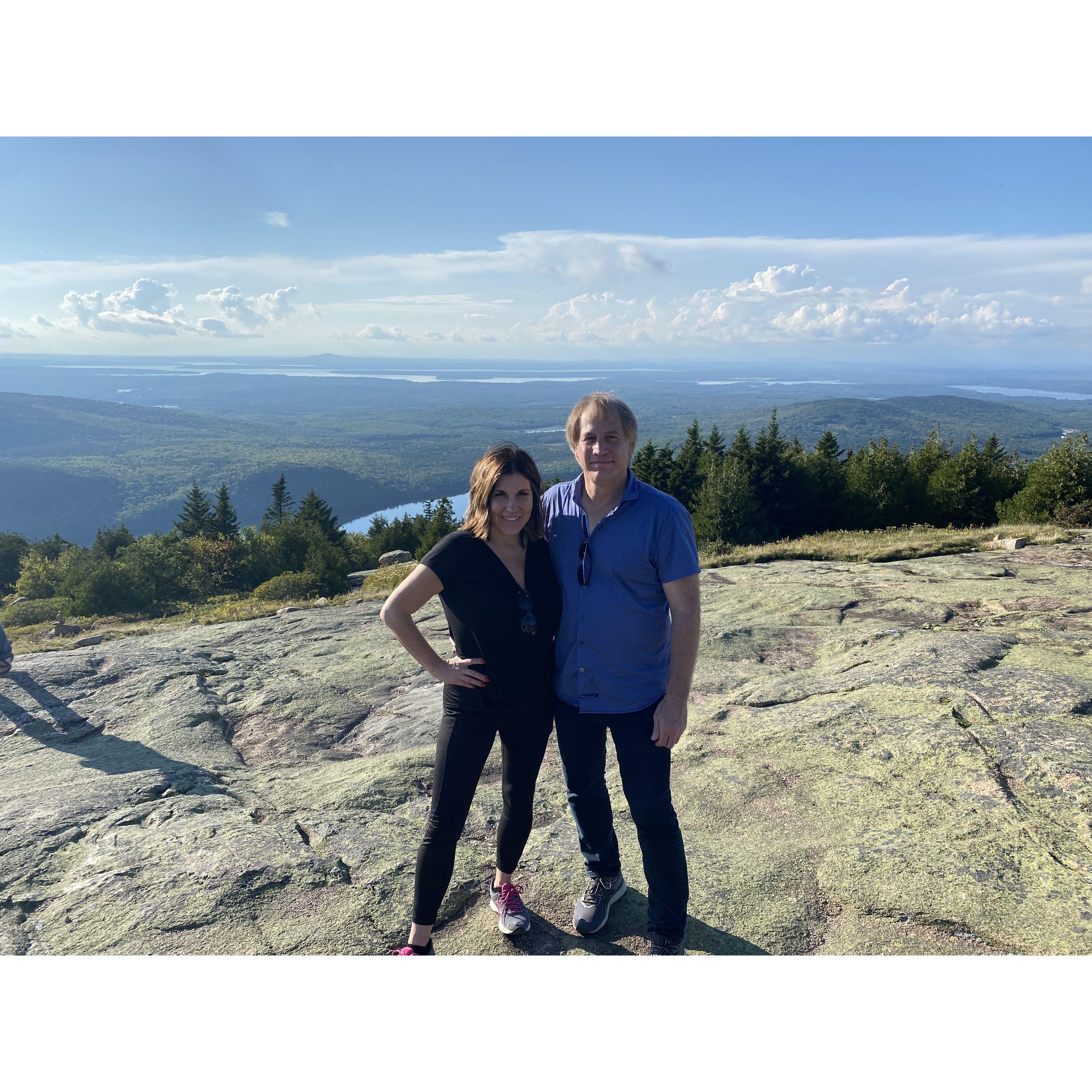 At the top of the BeeHive trail in Bar Harbor, ME.  Very scary hike!