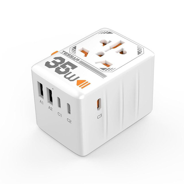 TESSAN Universal Travel Adapter 35W, International Plug Adaptor with 3 USB C and 2 USB A Charging Ports, Worldwide Power Outlet for US to European EU UK AUS Ireland(Type C/G/A/I)
