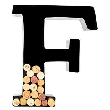 Wine Cork Holder - Metal Monogram Letter (F)