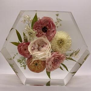 Resin Floral Hexagon