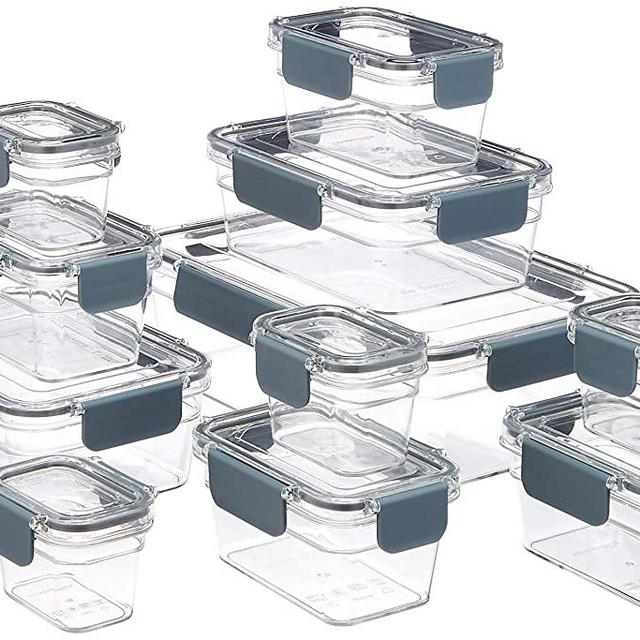 AmazonBasics Tritan 22 Piece (11 Containers and 11 Lids) Locking Food Storage Container - Clear