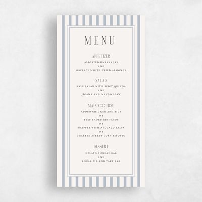 Dusty Blue Wedding Menu - Azelie