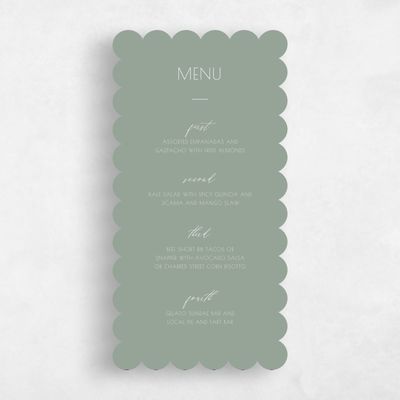 Green Scalloped Wedding Menu - Fountaine