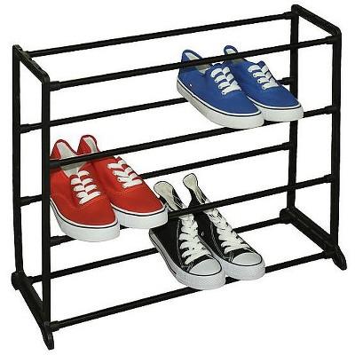 Home Basics Easy Assemble Space-Saving 12 Pair Shoe Tower Multi-Purpose Storage Rack, Black
