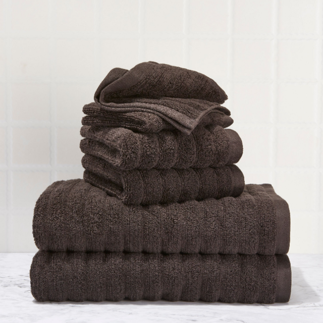 Mainstays Performance Textured 6 Piece Towel Set, Rich Black