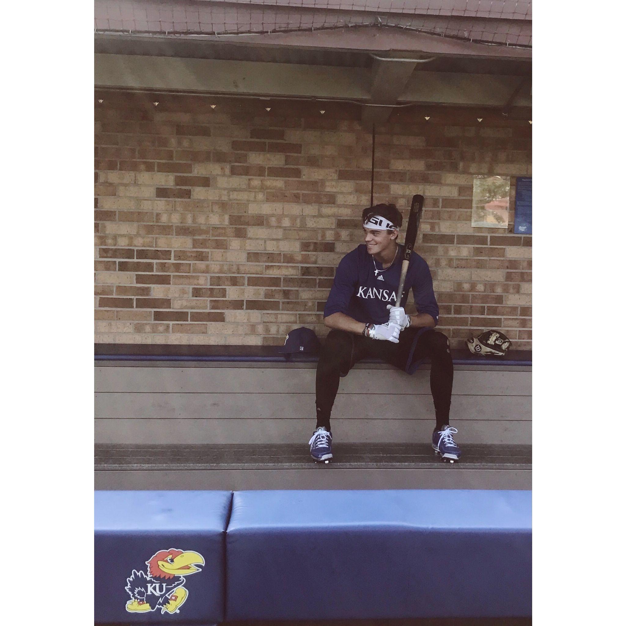 9/24/2017: B back at KU and playing his sophomore year of baseball.