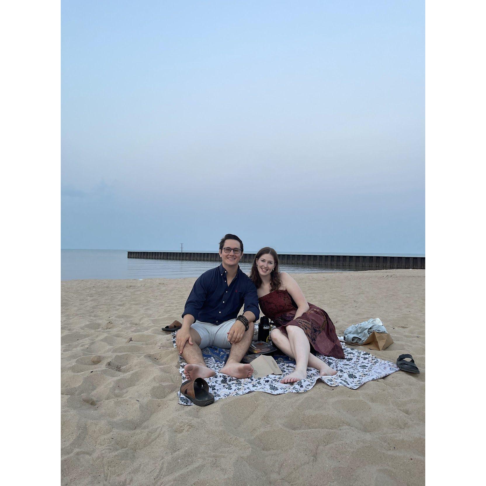 Our 2 year dating anniversary at the beach in Evanston!