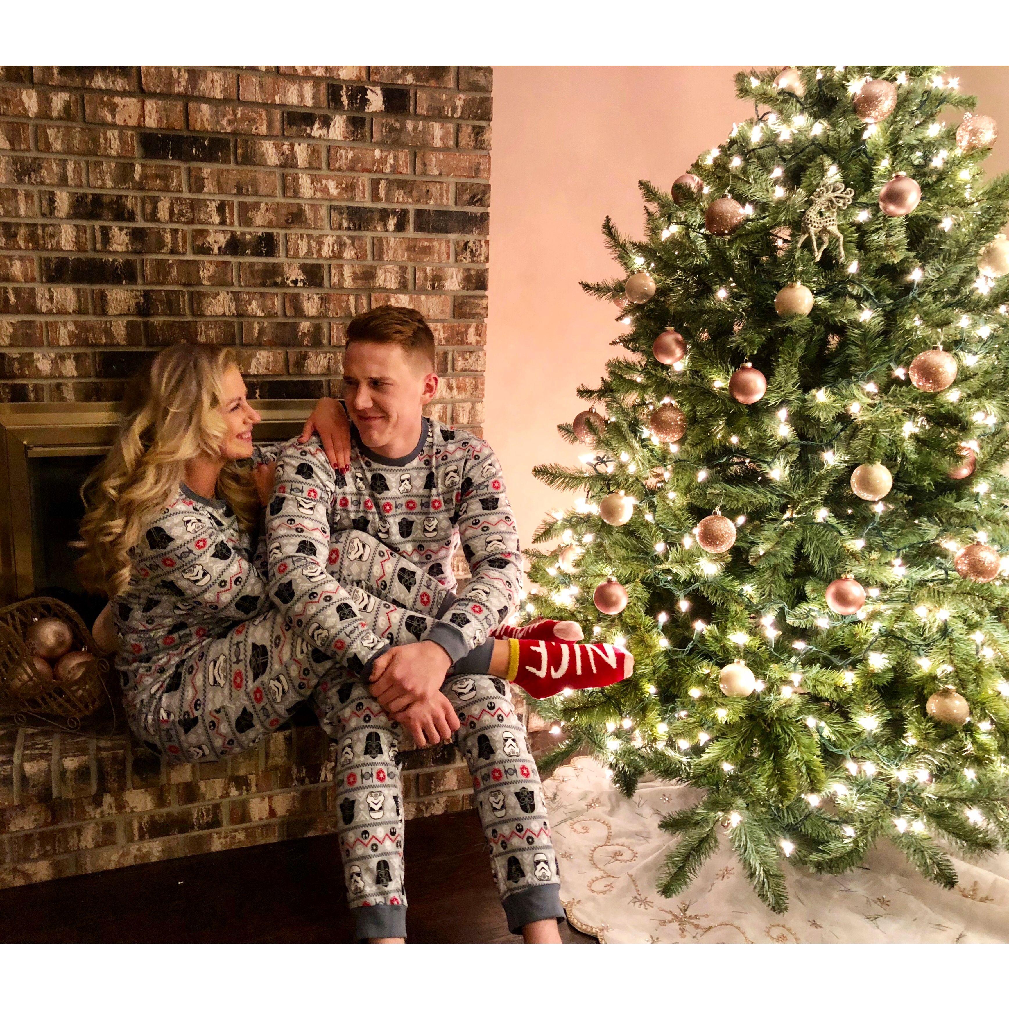 Emily & Garret's 1st Christmas together (Emily's idea for matching PJs) - 2017