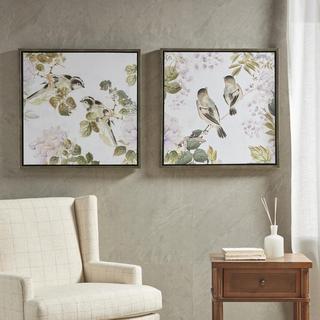Woodland Birds Framed Canvas, Set of 2