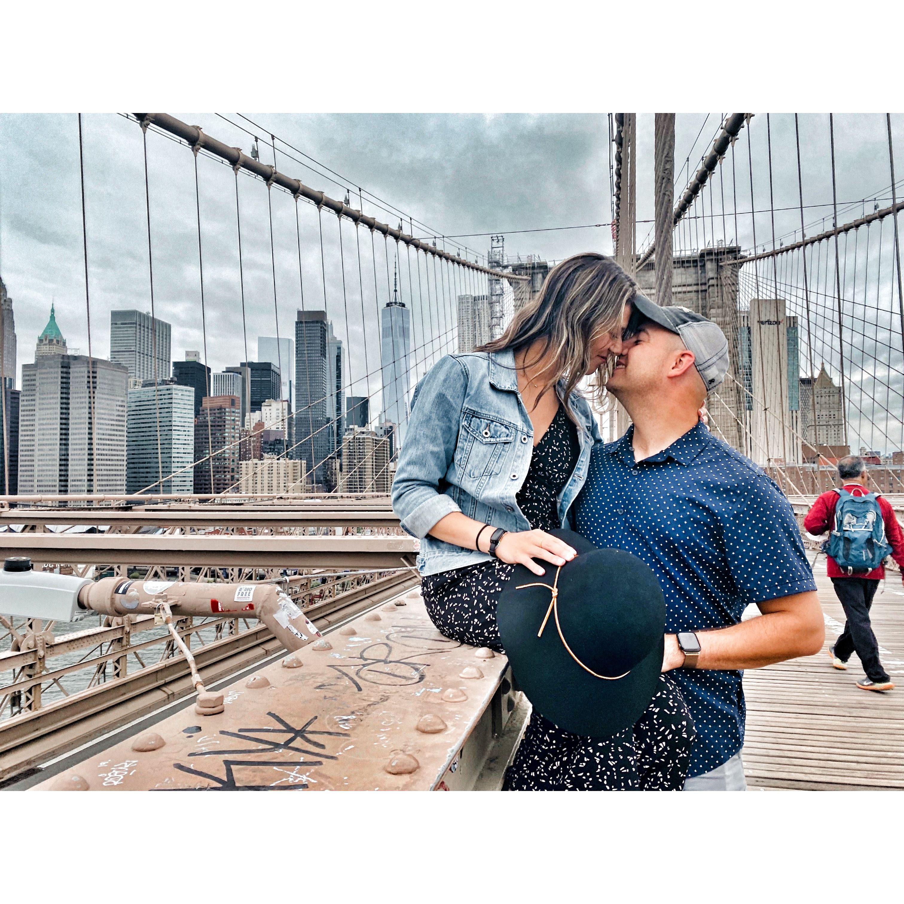 Hanging out on the Brooklyn Bridge.