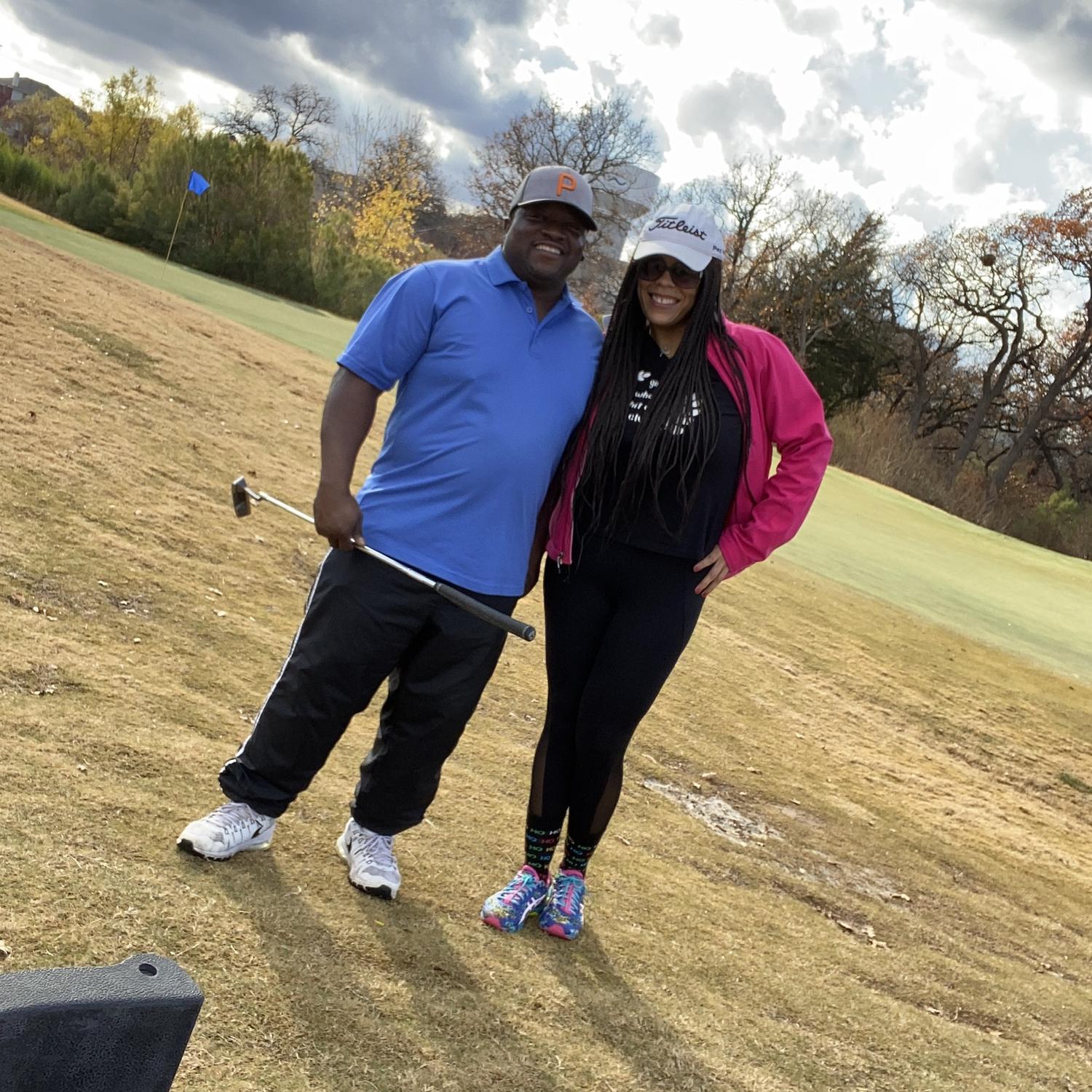 Our first time on the golf course together.🏌🏽♀️🏌🏿♂️