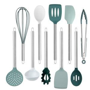 COOK WITH COLOR Silicone Cooking Utensils, 10 Piece Set, Teal