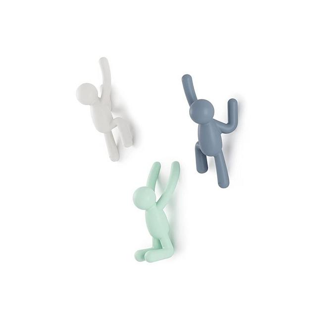 Umbra Buddy Wall Hooks – Decorative Wall Mounted Coat Hooks for Hanging Coats, Scarves, Bags, Purses, Backpacks, Towels and More, Set of 3, Light Multicolored
