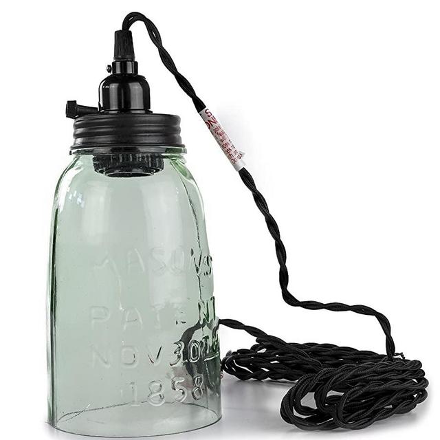 Quart Open Bottom Mason Jar Pendant Lamp - Rustic Brown