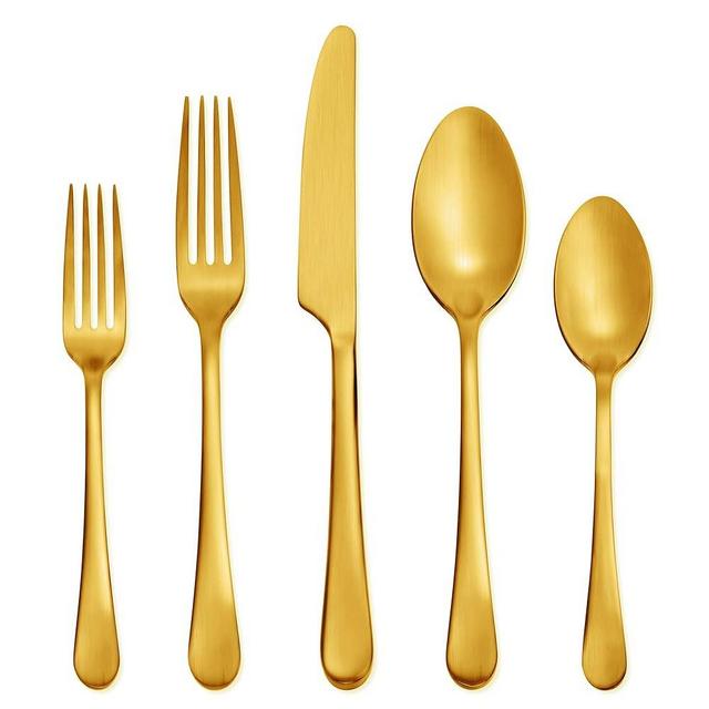 Hampton Forge Skandia Mirabella Satin Flatware Set, 20 Piece, Gold