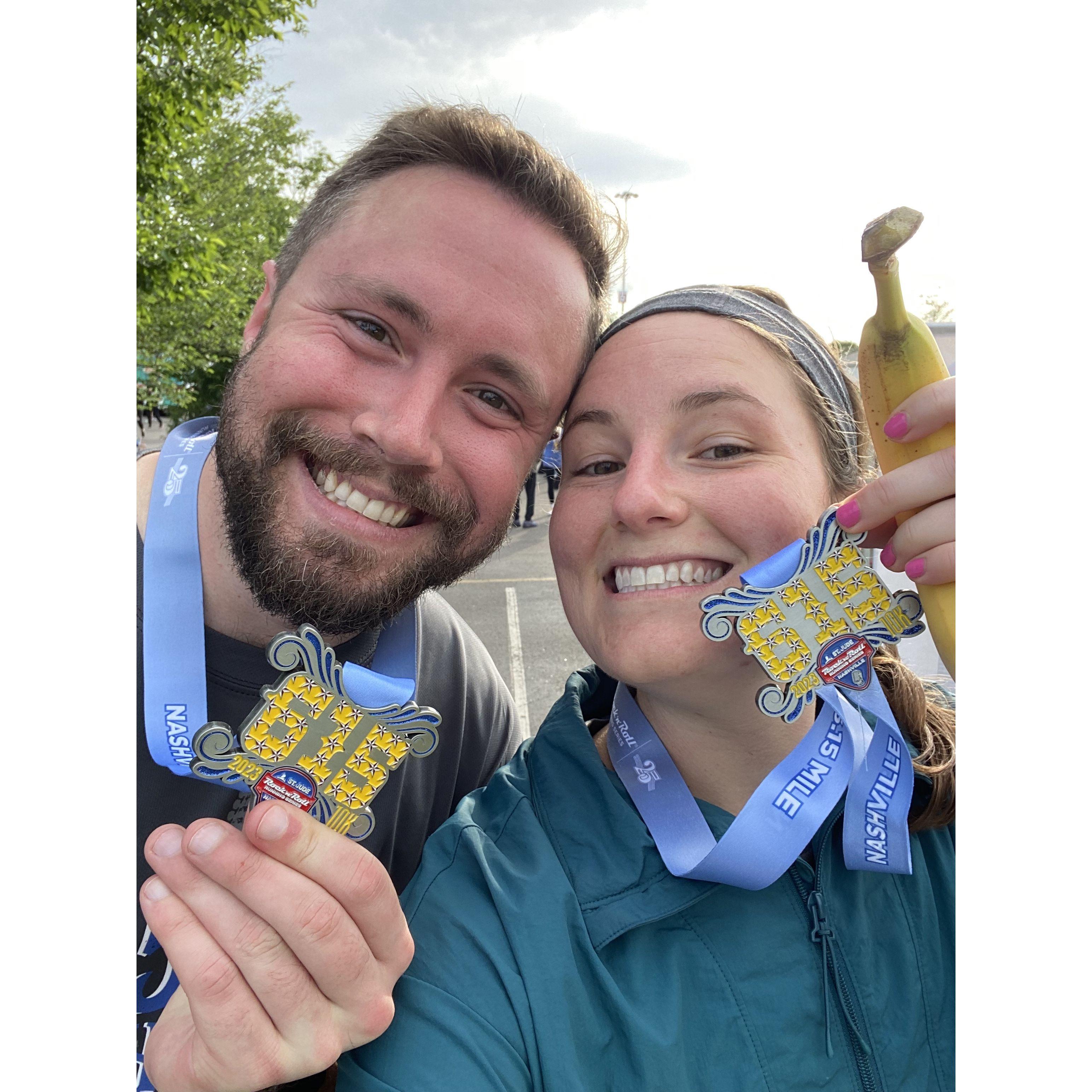 We ran a 10k through downtown Nashville