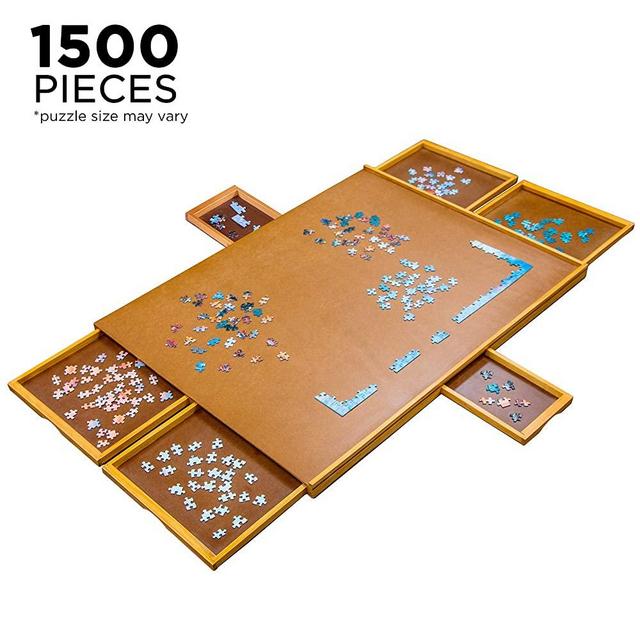 Jumbl Puzzle Board | 27” x 35” Wooden Jigsaw Puzzle Table w/Smooth Plateau Work Surface, 6 Storage & Sorting Drawers & Reinforced Hardwood Construction for Standard Games & Puzzles Up to 1,500 Pieces