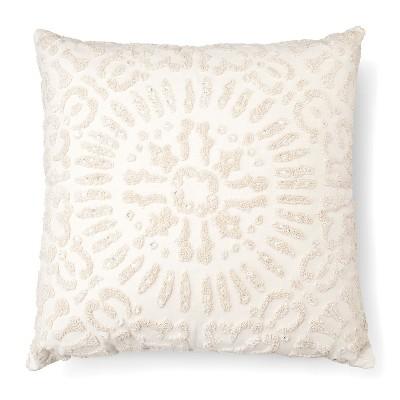 Cream Embellished Medallion Square Throw Pillow (18"x18") - Threshold™