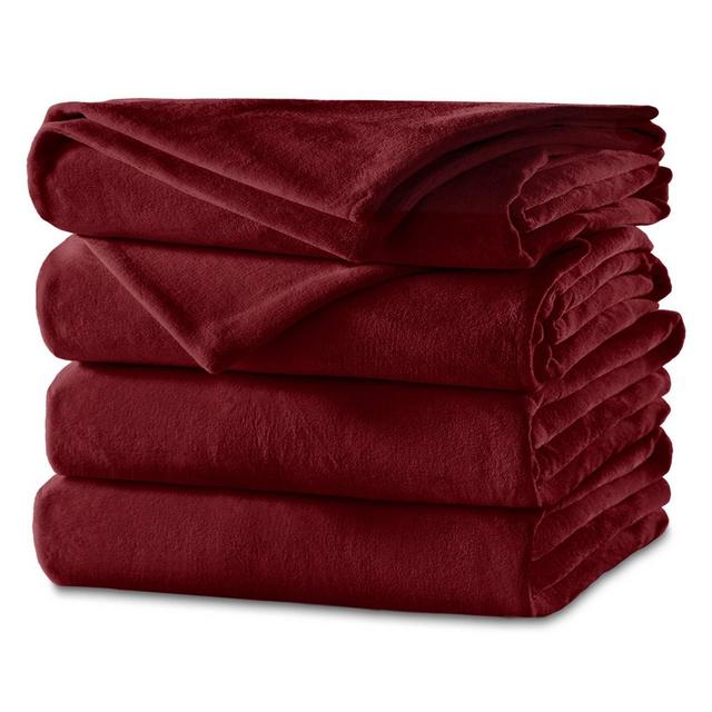 Queen Velvet Electric Bed Blanket Garnet - Sunbeam