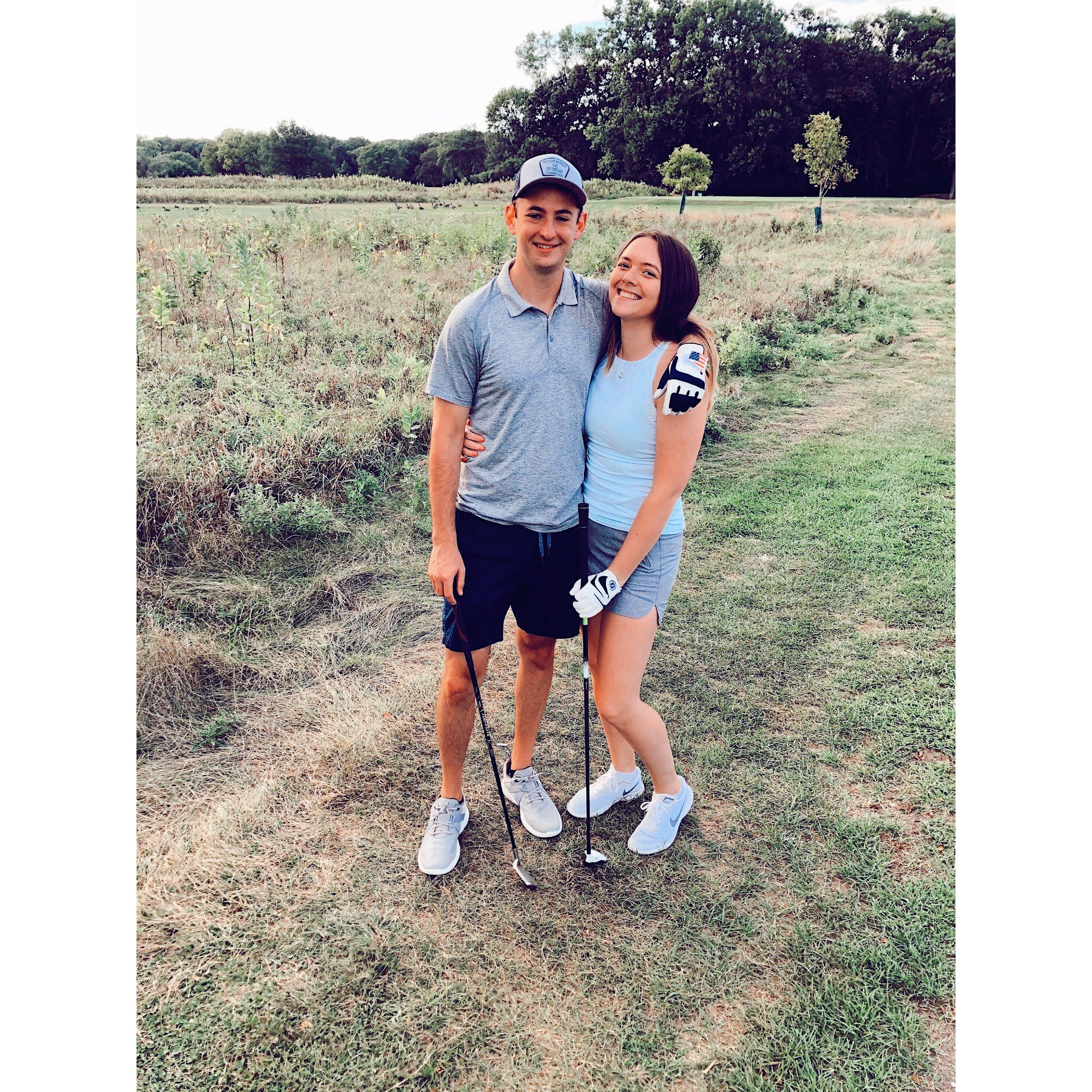 Our first time golfing together! The hobby stuck for one and was short lived for the other! LOL