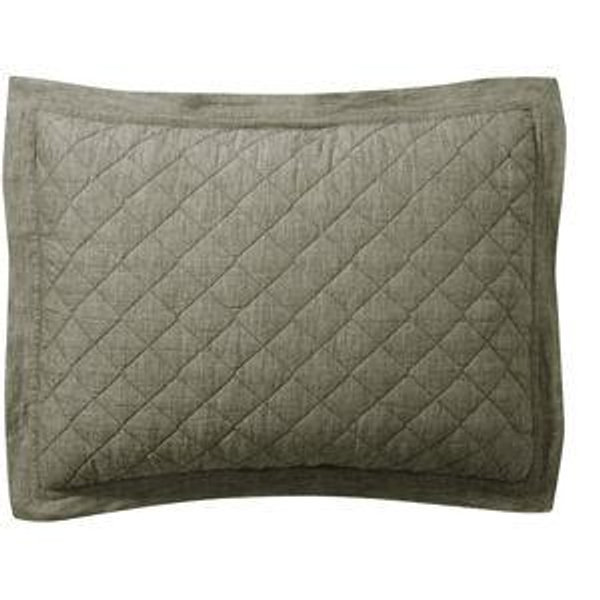 Belgian Flax Linen Diamond Quilted Sham in "Loden"