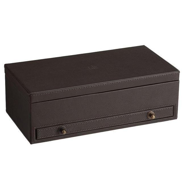 Grant Medium Leather Accessory Storage Box, Medium, Brown