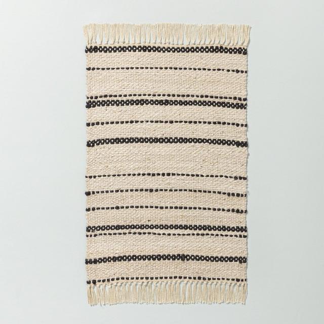 2' x 3' Bleached Jute Variegated Stripe Area Rug Railroad Gray - Hearth & Hand™ with Magnolia
