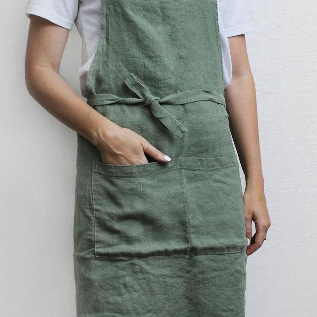 Linen apron, linen pinafore apron, full apron soft linen apron with pockets, natural linen kitchen apron, garden apron for women men