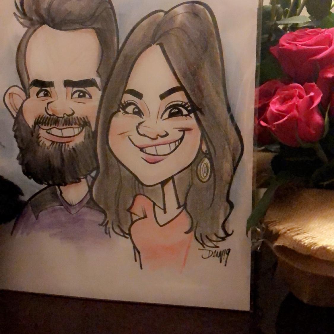 First fair caricature drawing (thanks for the idea Deaje) 10/20/19 — exactly a year after we started talking
