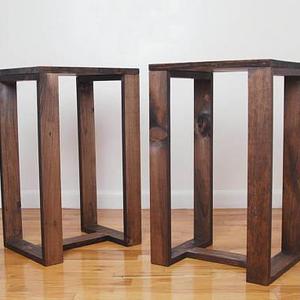 Pair of Side Tables Set of 2 End Tables Nightstands Pedestal Plant Stands Rustic Modern Simple Tables made from reclaimed wood- Dark Walnut