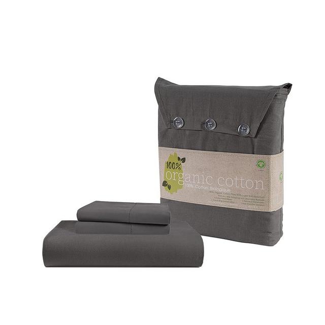 LANE LINEN King Size Fitted Sheet, 100% Organic Cotton, 3-Piece Set (1 Fitted Sheet,2 Pillowcases), Percale Weave, Ultra Soft, Breathable,Fits Mattress Upto 15" Deep - Charcoal (No Flat Sheet)