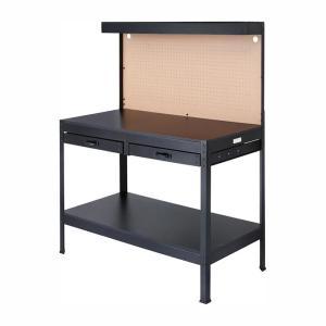 4 ft. W x 5 ft. H x 2 ft. D Black Steel Workbench with Built-In Power and Lighting