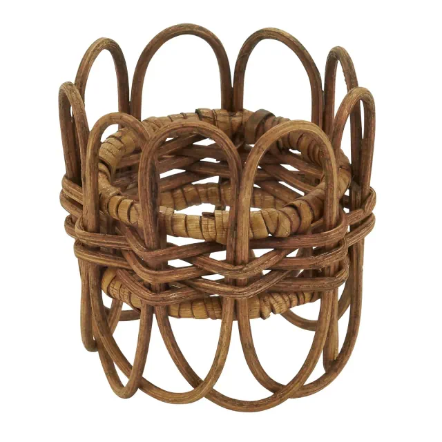 Saro Lifestyle Napkin Rings With Rattan Twisted Design , Brown