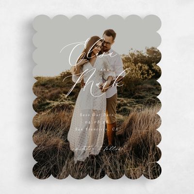 White Scalloped Wedding Save the Date - Marlow Photo