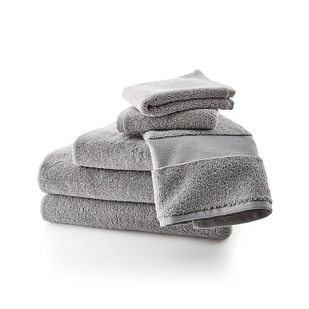 Turkish Cotton 800-Gram Grey Towels, Set of 6