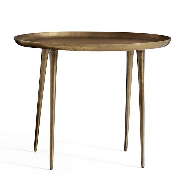 Euclid Oval End Table, Brass
