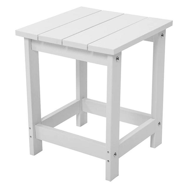 LZRS Adirondack Square Outdoor Side Table, Poly Lumber End Tables for Patio, Backyard,Pool, Indoor Outdoor Companion, Easy Maintenance & Weather Resistant,White