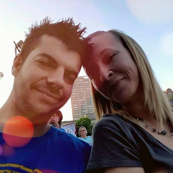 One of our very first dates.  Enjoying some laughs and music at Jazz in the Park.