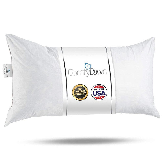 12X20 Decorative Throw Pillow Insert, Premium Down and Feathers Fill, 100% Cotton Cover 233 Thread Count, Rectangle Pillow Insert - Made in USA (1)