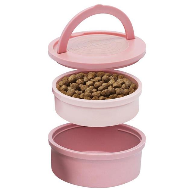 KindTail Dog Travel Bowls - Set of 2 Portable Pet Bowls - Food & Water Dish Set with Lid & Handle - Nesting Containers with Non-Slip Silicone Base - Microwave & Dishwasher Safe - BPA & Toxin-Free