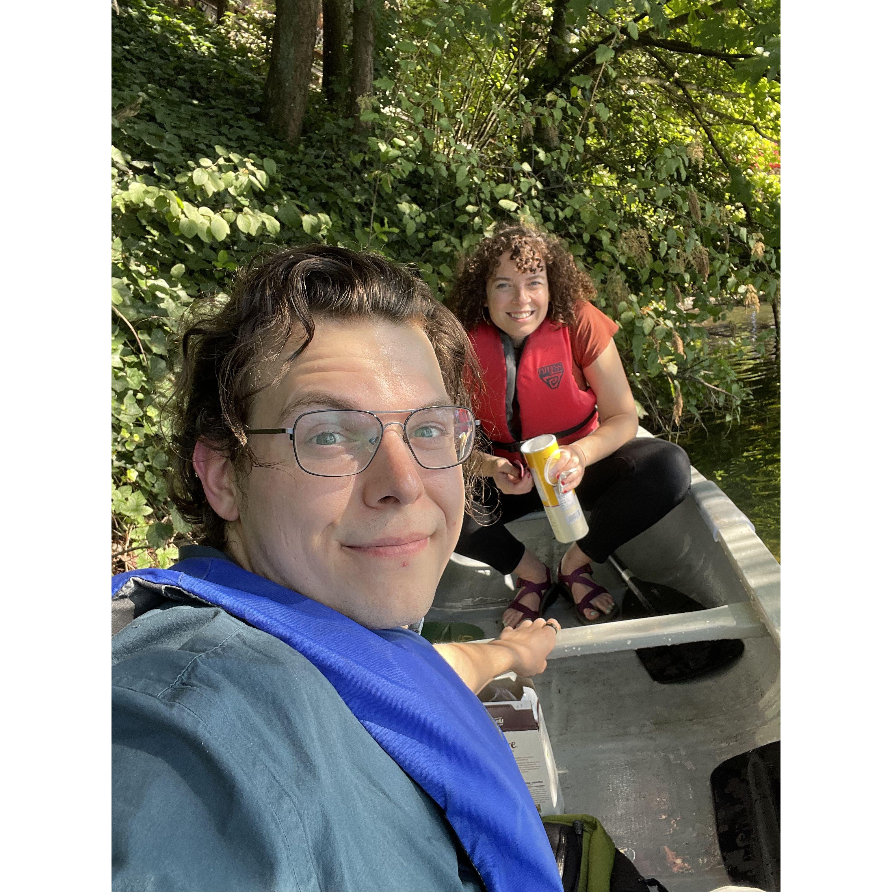 Canoe selfie approximately 5 minutes before the proposal