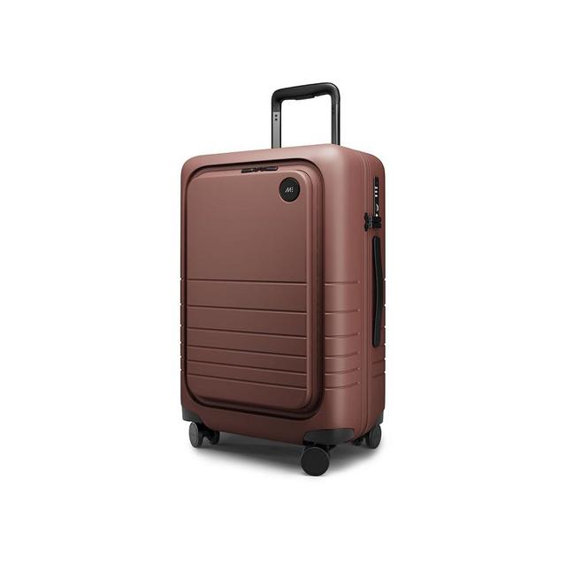 Monos Carry-On Pro Luggage, 22" Hardside Polycarbonate Spinner Suitcase with 16" Laptop Pocket, Airline Approved, TSA Lock, 22x14x9, Rolling Travel Bag | Terracotta, Red