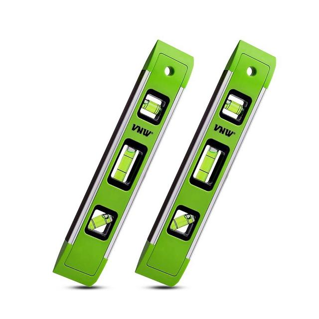 9 Inch Torpedo Level, Magnetic Bubble Level with 45°/90°/180° Bubble Vials, Shock Resistant Leveler Tool for Measuring (2)
