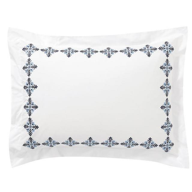 Cool Multi Tile Embroidered Organic Percale Sham, Standard