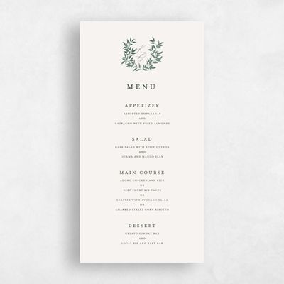 Light Oatmeal, Beige Wedding Menu - Willow