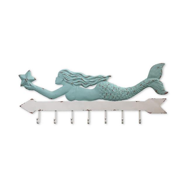 Metal Mermaid Coat-Hook Wall Hanging