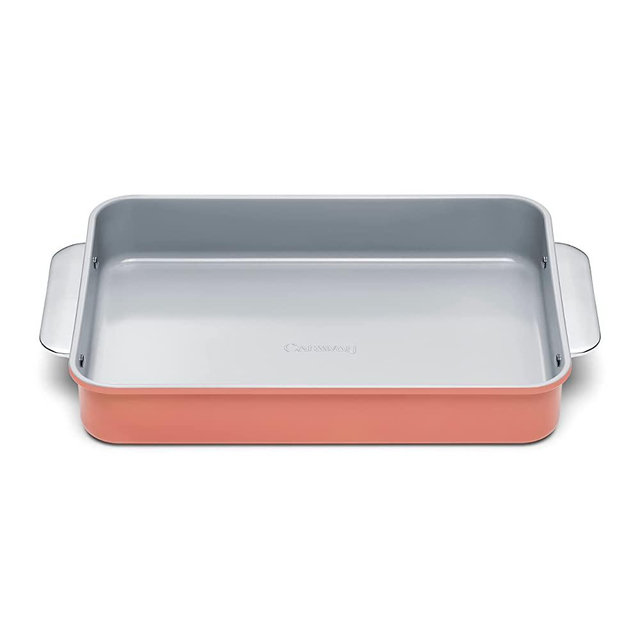 Caraway Non-Stick Ceramic 9”x13” Rectangle Pan - Naturally Slick Ceramic Coating - Non-Toxic, PTFE & PFOA Free - Perfect for Brownies, Lasagnas, and More - Perracotta