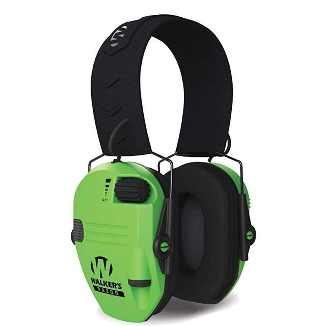 Walker's Game Ear Saftey Razor Slim Electronic Muff, Hi-Viz Green, One Size