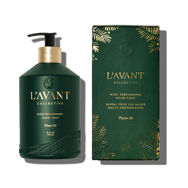 L'AVANT Collective High Performing Hand Soap | Luxurious Ingredients for Soft & Smooth Hands | Winter Fir Scent | Notes of Cedar, Fir, Balsam, Sandalwood | Reusable Glass Bottle (16 Fl Oz)
